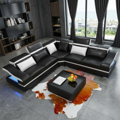 Canapé d'angle de design de luxe en forme de L, canapés modernes en cuir, canapé, canapé d'angle, canapé en cuir, canapé-lit.