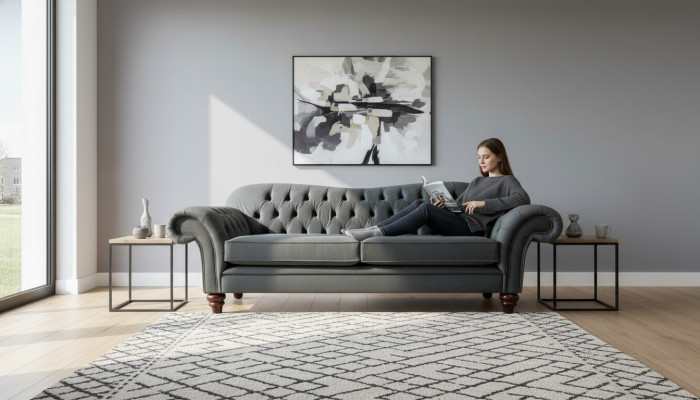 Canapé Chesterfield XXL 4 places Revêtement Siège Suite Cuir Textile