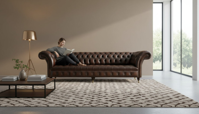 xxl Grand canapé Chesterfield 265cm en cuir Décoratif Canapé 4 places