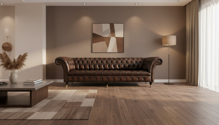 xxl Grand canapé Chesterfield 265cm en cuir Décoratif Canapé 4 places