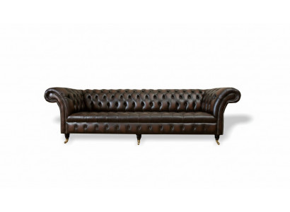 xxl Grand canapé Chesterfield 265cm en cuir Décoratif Canapé 4 places