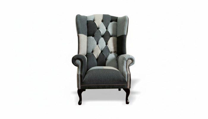 Siège d'aile classique Chesterfield de luxe 1 place en tissu rembourré seul nouveau