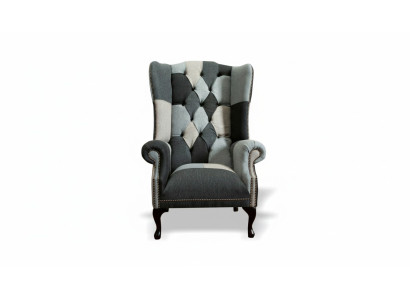 Siège d'aile classique Chesterfield de luxe 1 place en tissu rembourré seul nouveau
