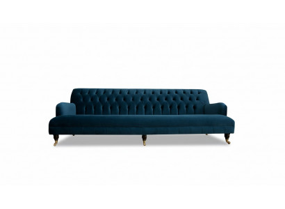 Grand canapé Chesterfield 250cm canapé 4 places en cuir et textile turquoise.