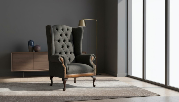 Chaise 1x Fauteuil de salon Fauteuil TV Lounge Siège en textile Fauteuil accoudoir