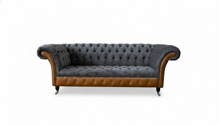 Canapé Chesterfield 3 places en tissu textile gris PropertyInfo_MULCH_Fabric Gray Couches