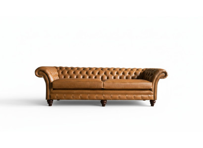 Canapé Chesterfield Marron xxl Grand Mobilier de Salon en Cuir 4 Places Marron