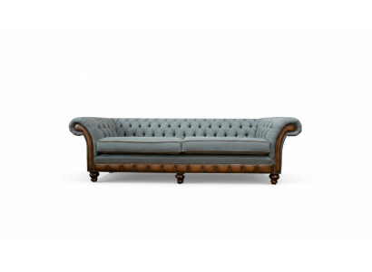 Grand canapé xxl 4 places Chesterfield Suite rembourrée en cuir et textile gris