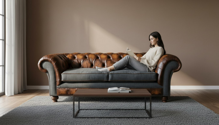 Canapé trois places en tissu design Canapé 3 places Marron 220cm