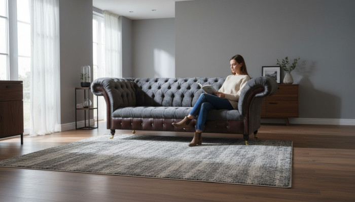 Chesterfield 3 places canapé de salon Tissu textile en tissu de siège
