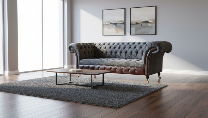 Chesterfield 3 places canapé de salon Tissu textile en tissu de siège