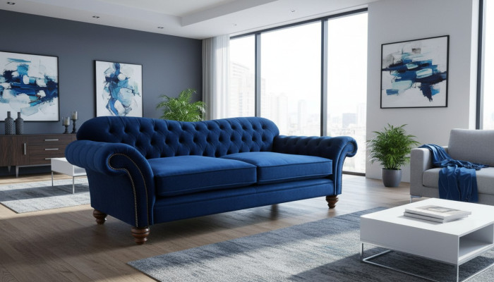 Canapé XXL Big Sofa Chesterfield 240cm Canapé 4 places en cuir rembourré