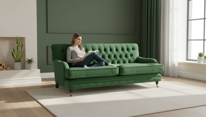 Meubles design Chesterfield de haute qualité Trois places en tissu d'ameublement