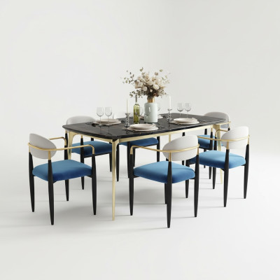 Groupe de salle à manger ensemble complet garniture 7 pièces table tables luxe mobilier en bois neuf