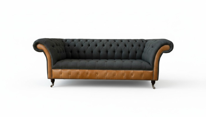 Canapé en tissu Salon paysager 3 places Canapé design Canapés Canapés Gris Chesterfield