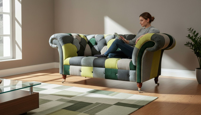 Canapé Chesterfield Canapé Rembourrage Canapés Classiques 2 Places Cuir Textile Coloré