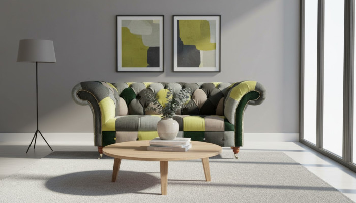Canapé Chesterfield Canapé Rembourrage Canapés Classiques 2 Places Cuir Textile Coloré