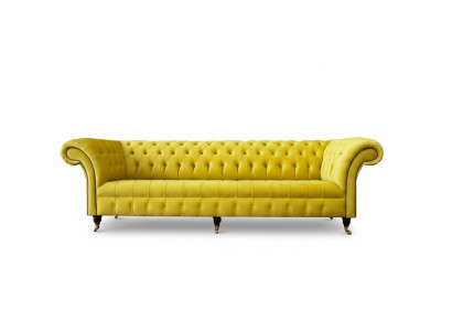 Canapé jaune 4 places Chesterfield Revêtement Siège Suite Cuir Textile Jaune