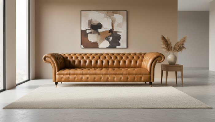 Canapé design Chesterfield en tissu moderne rembourré Canapé 4 places nouveau