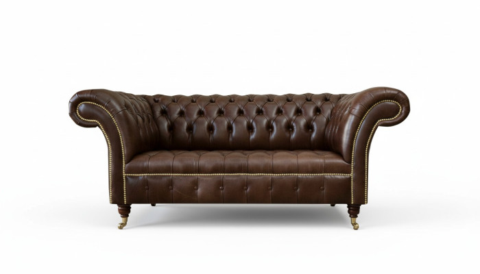 Chesterfield Canapé Designer en velours 2 places Canapé en cuir textile Marron neuf