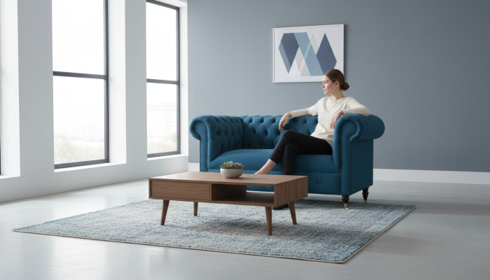 Canapé 2 places Assise Chesterfield Classic Bleu Canapés Canapés Tapisserie