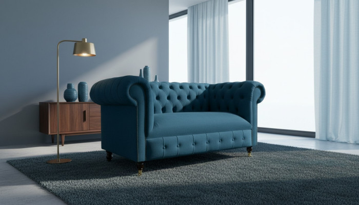 Canapé 2 places Assise Chesterfield Classic Bleu Canapés Canapés Tapisserie
