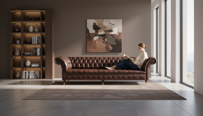 Canapés Chesterfield Tapisserie Design XXL Canapé de Luxe 4 Places Canapés en Cuir
