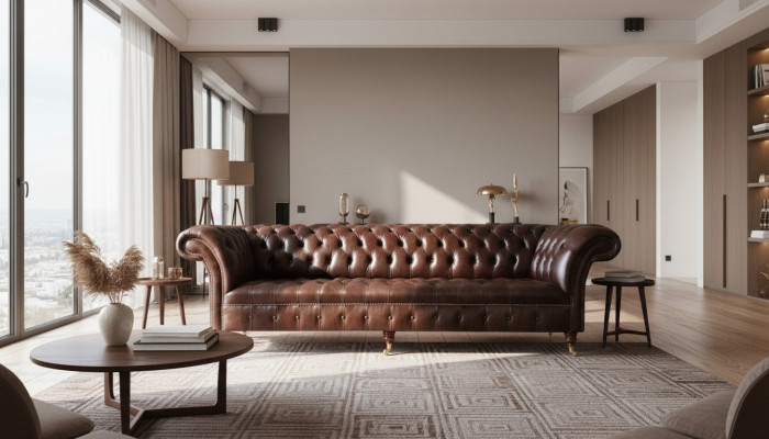 Canapés Chesterfield Tapisserie Design XXL Canapé de Luxe 4 Places Canapés en Cuir