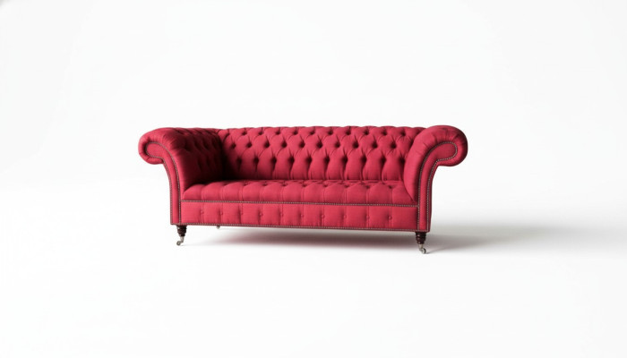 Trois places Canapé en tissu de design Capitonné 3 places Chesterfield Mobilier Canapés rouges de luxe