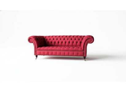 Trois places Canapé en tissu de design Capitonné 3 places Chesterfield Mobilier Canapés rouges de luxe