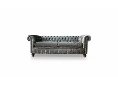 Canapé 3 places 3 places Chesterfield Revêtement Siège Suite Velours Gris Velours