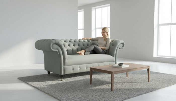 Canapé Chesterfield Sofa Rembourrage Canapés Classiques 2 places Cuir Tissu Textile Neuf