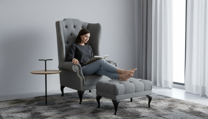 Fauteuil Chesterfield en tissu rembourré Canapé classique Chaise de classe premium Neuf