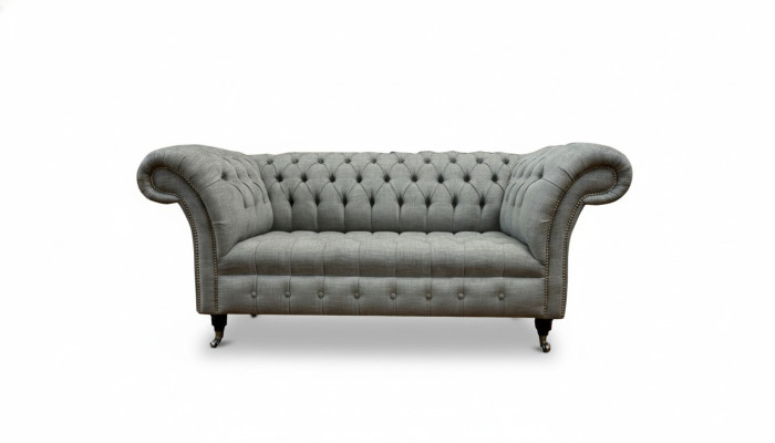 Canapé canapé en cuir Deux places Gris Mobilier Salon Club Canapés 2 Places