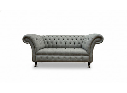 Canapé canapé en cuir Deux places Gris Mobilier Salon Club Canapés 2 Places