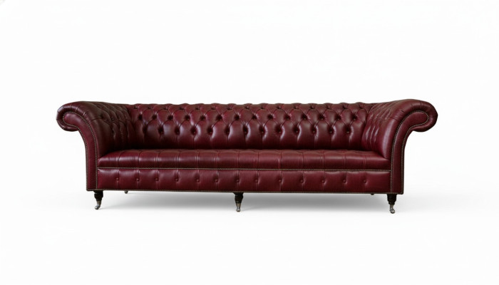 Canapé Chesterfield rouge grand 265 cm XXL canapé rembourré 4 places cuir tissu neuf