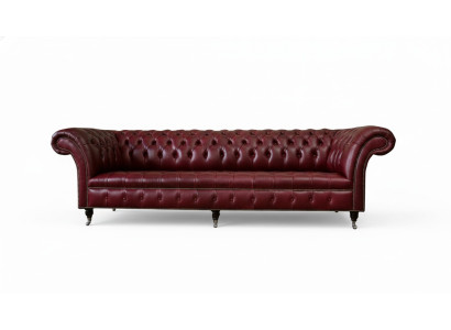 Canapé Chesterfield rouge grand 265 cm XXL canapé rembourré 4 places cuir tissu neuf