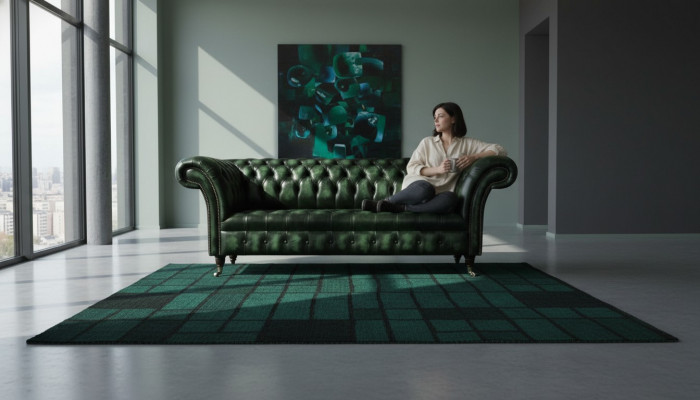 Canapé trois places 3 places Chesterfield neuf Canapés Antique Vert Rembourrage Sofas neuf