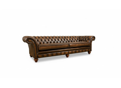 Canapé 4 places Chesterfield Chesterfield Upholstery Siège Suite Cuir Textile Marron