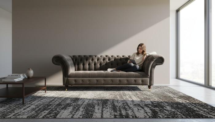 Chesterfield Meubles Originaux 3 Places Canapé Revêtement Canapés Canapé Textile neuf