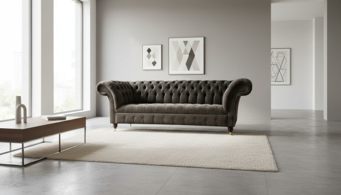 Chesterfield Meubles Originaux 3 Places Canapé Revêtement Canapés Canapé Textile neuf