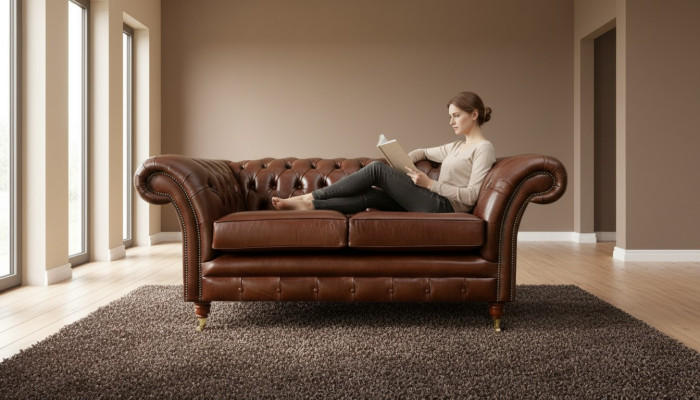 Canapé Chesterfield 2 places Design Rembourré Canapés Canapé Ensemble Original Marron