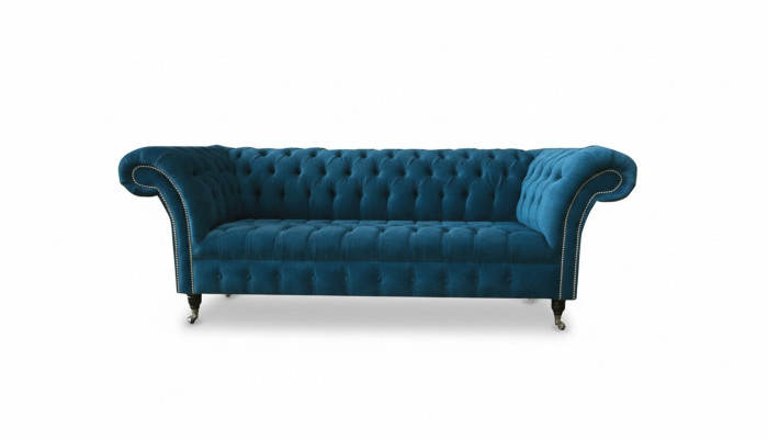 Designer Canapé Siège Rembourrage 3 Places Tissu Bleu Ensemble de Canapé Meubles Neufs de Style Turquoise