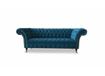 Designer Canapé Siège Rembourrage 3 Places Tissu Bleu Ensemble de Canapé Meubles Neufs de Style Turquoise