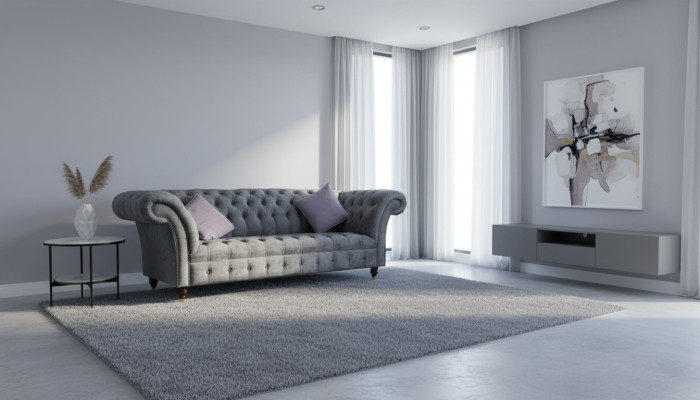 Chesterfield 3 places xxl siège rembourré canapé suite canapés gris neuf