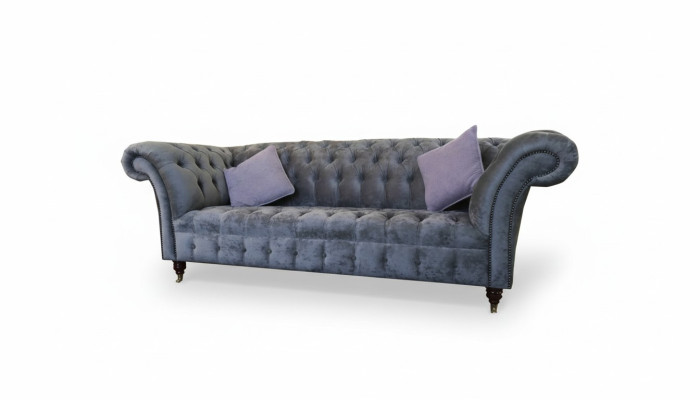 Chesterfield 3 places xxl siège rembourré canapé suite canapés gris neuf