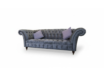 Chesterfield 3 places xxl siège rembourré canapé suite canapés gris neuf