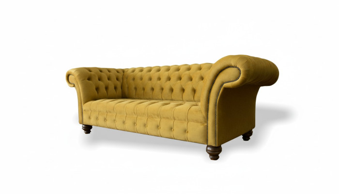 Canapé Chesterfield xxl 225cm Upholstery Sofas 3 places Cuir Tissu Neuf