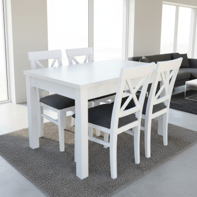 Conception Ensemble de salle à manger en bois Table 4x Ensemble de chaises Lehn Suite Rembourrage 5 pièces Lehn