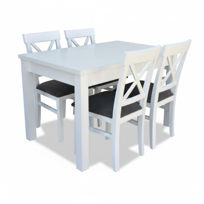 Conception Ensemble de salle à manger en bois Table 4x Ensemble de chaises Lehn Suite Rembourrage 5 pièces Lehn